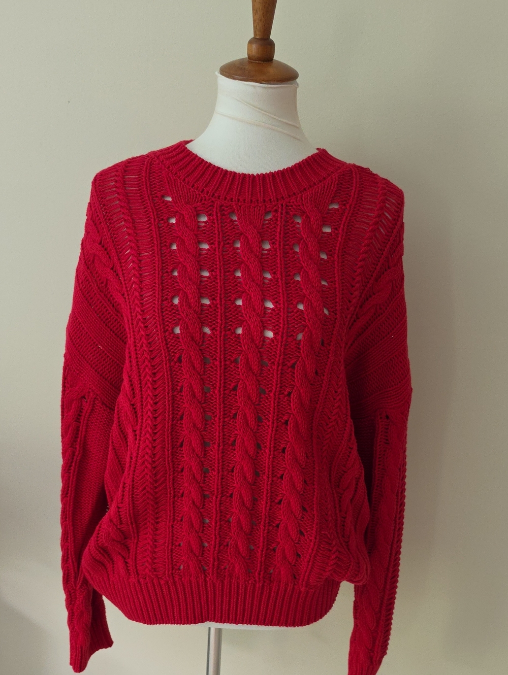 Splendid Red Cable Knit Crewneck Sweater - Women Brand New